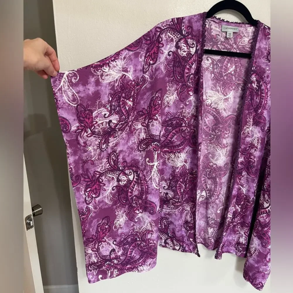 Catherine’s Purple Paisley Kimono Wrap - Size 2/3X Petite
